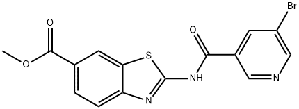 methyl 2-{[(5-bromopyridin-3-yl)carbonyl]amino}-1,3-benzothiazole-6-carboxylate Structural