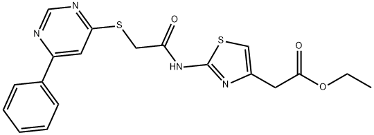 ethyl 2-(2-(2-((6-phenylpyrimidin-4-yl)thio)acetamido)thiazol-4-yl)acetate Structural
