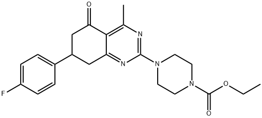 ethyl 4-[7-(4-fluorophenyl)-4-methyl-5-oxo-5,6,7,8-tetrahydroquinazolin-2-yl]piperazine-1-carboxylate Structural