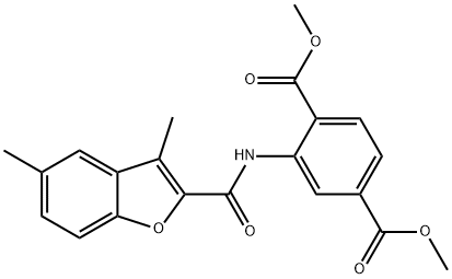 dimethyl 2-(3,5-dimethylbenzofuran-2-carboxamido)terephthalate Structural