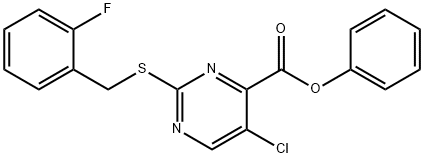 phenyl 5-chloro-2-((2-fluorobenzyl)thio)pyrimidine-4-carboxylate Structural