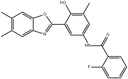 N-(3-(5,6-dimethylbenzo[d]oxazol-2-yl)-4-hydroxy-5-methylphenyl)-2-fluorobenzamide Structural