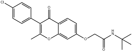 N-tert-butyl-2-{[3-(4-chlorophenyl)-2-methyl-4-oxo-4H-chromen-7-yl]oxy}acetamide Structural