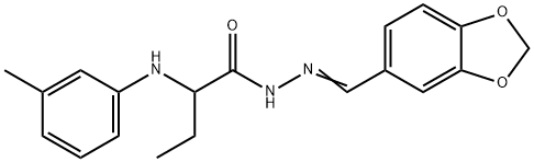 N'-(1,3-benzodioxol-5-ylmethylene)-2-(3-toluidino)butanohydrazide Structural