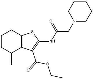 ethyl 4-methyl-2-[(1-piperidinylacetyl)amino]-4,5,6,7-tetrahydro-1-benzothiophene-3-carboxylate Structural