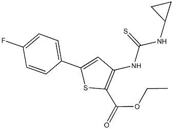 ethyl 3-{[(cyclopropylamino)carbothioyl]amino}-5-(4-fluorophenyl)-2-thiophenecarboxylate Structural