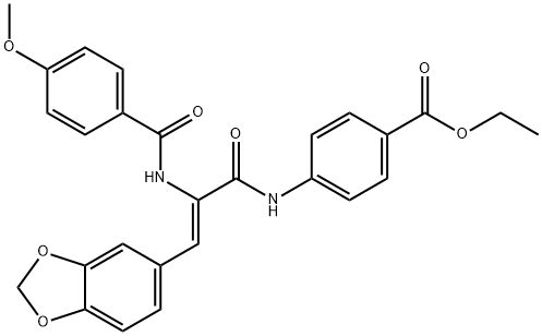 ethyl 4-({3-(1,3-benzodioxol-5-yl)-2-[(4-methoxybenzoyl)amino]acryloyl}amino)benzoate Structural