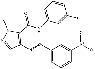 N-(3-chlorophenyl)-4-({3-nitrobenzylidene}amino)-1-methyl-1H-pyrazole-5-carboxamide Structural