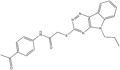 N-(4-acetylphenyl)-2-[(5-propyl-5H-[1,2,4]triazino[5,6-b]indol-3-yl)sulfanyl]acetamide Structural