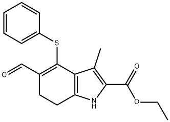 ethyl 5-formyl-3-methyl-4-(phenylsulfanyl)-6,7-dihydro-1H-indole-2-carboxylate Structural