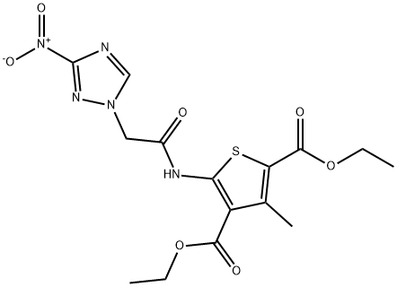 diethyl 5-[({3-nitro-1H-1,2,4-triazol-1-yl}acetyl)amino]-3-methyl-2,4-thiophenedicarboxylate Structural