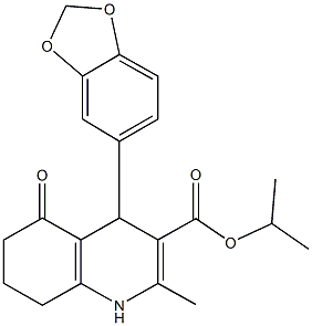 isopropyl 4-(1,3-benzodioxol-5-yl)-2-methyl-5-oxo-1,4,5,6,7,8-hexahydro-3-quinolinecarboxylate Structural
