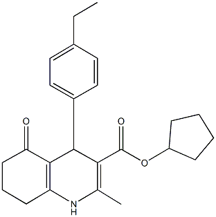 cyclopentyl 4-(4-ethylphenyl)-2-methyl-5-oxo-1,4,5,6,7,8-hexahydro-3-quinolinecarboxylate Structural