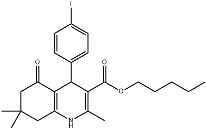 pentyl 4-(4-iodophenyl)-2,7,7-trimethyl-5-oxo-1,4,5,6,7,8-hexahydroquinoline-3-carboxylate Structural