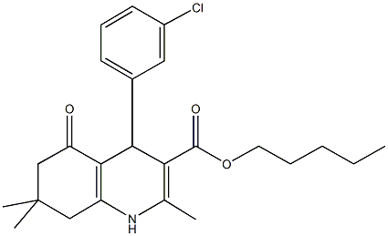 pentyl 4-(3-chlorophenyl)-2,7,7-trimethyl-5-oxo-1,4,5,6,7,8-hexahydroquinoline-3-carboxylate Structural