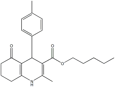 pentyl 2-methyl-4-(4-methylphenyl)-5-oxo-1,4,5,6,7,8-hexahydroquinoline-3-carboxylate Structural