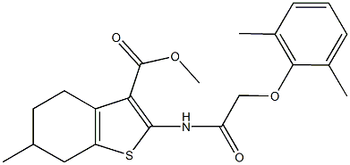 methyl 2-{[(2,6-dimethylphenoxy)acetyl]amino}-6-methyl-4,5,6,7-tetrahydro-1-benzothiophene-3-carboxylate Structural