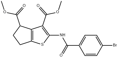 dimethyl 2-[(4-bromobenzoyl)amino]-5,6-dihydro-4H-cyclopenta[b]thiophene-3,4-dicarboxylate Structural