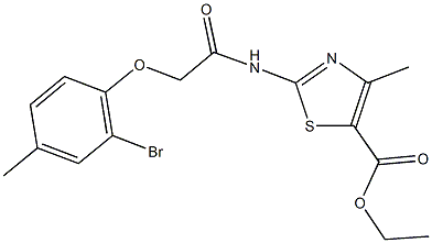 ethyl 2-{[(2-bromo-4-methylphenoxy)acetyl]amino}-4-methyl-1,3-thiazole-5-carboxylate Structural