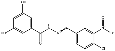 N'-{4-chloro-3-nitrobenzylidene}-3,5-dihydroxybenzohydrazide Structural