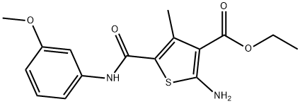 ethyl 2-amino-5-[(3-methoxyanilino)carbonyl]-4-methyl-3-thiophenecarboxylate Structural