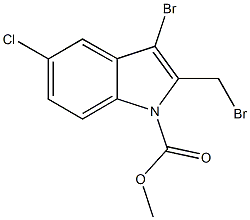 methyl 3-bromo-2-(bromomethyl)-5-chloro-1H-indole-1-carboxylate Structural