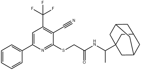 N-[1-(1-adamantyl)ethyl]-2-{[3-cyano-6-phenyl-4-(trifluoromethyl)-2-pyridinyl]sulfanyl}acetamide Structural