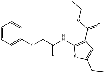 ethyl 5-ethyl-2-{[(phenylsulfanyl)acetyl]amino}-3-thiophenecarboxylate Structural