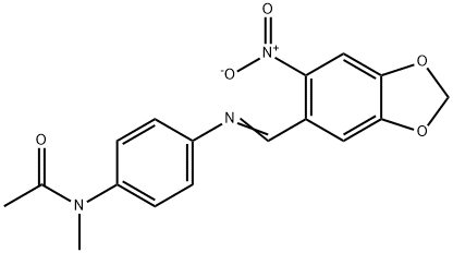 N-{4-[({6-nitro-1,3-benzodioxol-5-yl}methylene)amino]phenyl}-N-methylacetamide Structural
