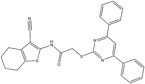 N-(3-cyano-4,5,6,7-tetrahydro-1-benzothien-2-yl)-2-[(4,6-diphenyl-2-pyrimidinyl)sulfanyl]acetamide Structural