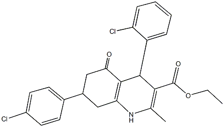 ethyl 4-(2-chlorophenyl)-7-(4-chlorophenyl)-2-methyl-5-oxo-1,4,5,6,7,8-hexahydro-3-quinolinecarboxylate Structural
