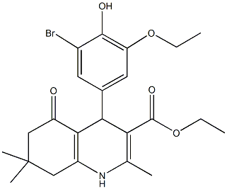 ethyl 4-(3-bromo-5-ethoxy-4-hydroxyphenyl)-2,7,7-trimethyl-5-oxo-1,4,5,6,7,8-hexahydro-3-quinolinecarboxylate Structural