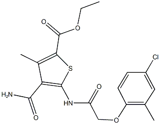 ethyl 4-(aminocarbonyl)-5-{[(4-chloro-2-methylphenoxy)acetyl]amino}-3-methyl-2-thiophenecarboxylate Structural