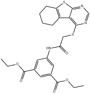 diethyl 5-{[(5,6,7,8-tetrahydro[1]benzothieno[2,3-d]pyrimidin-4-ylsulfanyl)acetyl]amino}isophthalate Structural
