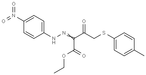 ethyl 2-({4-nitrophenyl}hydrazono)-4-[(4-methylphenyl)sulfanyl]-3-oxobutanoate Structural