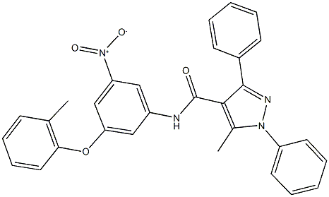 N-[3-nitro-5-(2-methylphenoxy)phenyl]-5-methyl-1,3-diphenyl-1H-pyrazole-4-carboxamide Structural