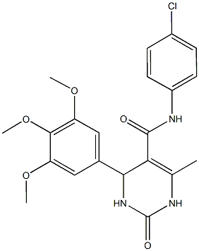 N-(4-chlorophenyl)-6-methyl-2-oxo-4-[3,4,5-tris(methyloxy)phenyl]-1,2,3,4-tetrahydropyrimidine-5-carboxamide Structural