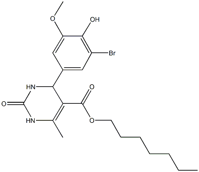 heptyl 4-(3-bromo-4-hydroxy-5-methoxyphenyl)-6-methyl-2-oxo-1,2,3,4-tetrahydro-5-pyrimidinecarboxylate Structural