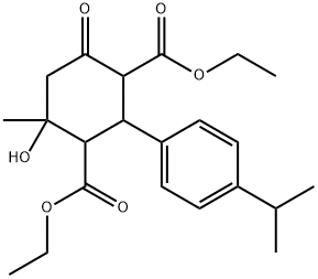diethyl 4-hydroxy-2-(4-isopropylphenyl)-4-methyl-6-oxo-1,3-cyclohexanedicarboxylate Structural