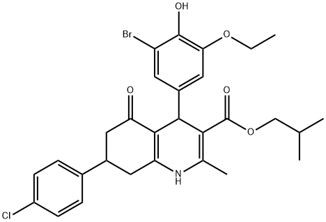isobutyl 4-(3-bromo-5-ethoxy-4-hydroxyphenyl)-7-(4-chlorophenyl)-2-methyl-5-oxo-1,4,5,6,7,8-hexahydro-3-quinolinecarboxylate Structural