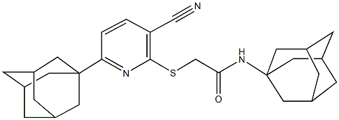 N-(1-adamantyl)-2-{[6-(1-adamantyl)-3-cyano-2-pyridinyl]sulfanyl}acetamide Structural