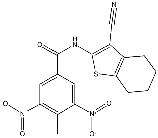 N-(3-cyano-4,5,6,7-tetrahydro-1-benzothien-2-yl)-3,5-bisnitro-4-methylbenzamide Structural