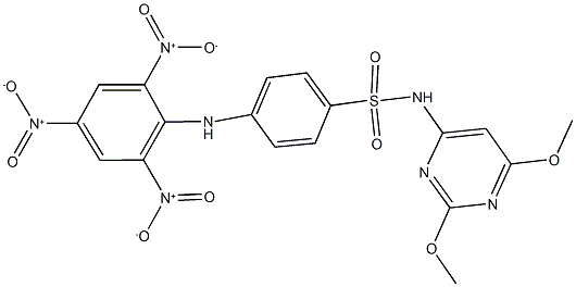 N-[2,6-bis(methyloxy)pyrimidin-4-yl]-4-({2,4,6-trisnitrophenyl}amino)benzenesulfonamide Structural