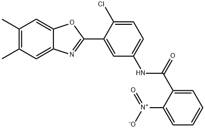 N-[4-chloro-3-(5,6-dimethyl-1,3-benzoxazol-2-yl)phenyl]-2-nitrobenzamide Structural