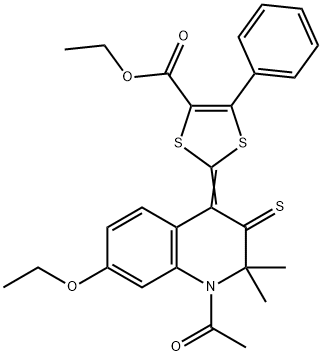 ethyl 2-(1-acetyl-7-ethoxy-2,2-dimethyl-3-thioxo-2,3-dihydro-4(1H)-quinolinylidene)-5-phenyl-1,3-dithiole-4-carboxylate Structural