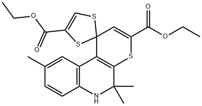 diethyl 5',5',9'-trimethyl-5',6'-dihydrospiro[1,3-dithiole-2,1'-(1'H)-thiopyrano[2,3-c]quinoline]-3',4-dicarboxylate Structural