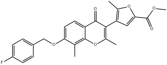 methyl 4-{7-[(4-fluorobenzyl)oxy]-2,8-dimethyl-4-oxo-4H-chromen-3-yl}-5-methyl-2-furoate Structural