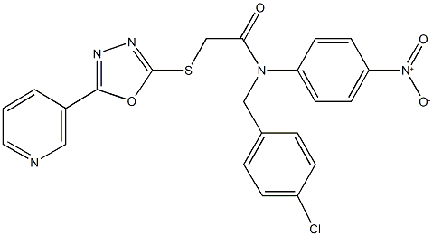 N-[(4-chlorophenyl)methyl]-N-{4-nitrophenyl}-2-[(5-pyridin-3-yl-1,3,4-oxadiazol-2-yl)sulfanyl]acetamide Structural
