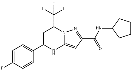 N-cyclopentyl-5-(4-fluorophenyl)-7-(trifluoromethyl)-4,5,6,7-tetrahydropyrazolo[1,5-a]pyrimidine-2-carboxamide Structural