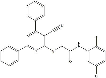 N-(5-chloro-2-methylphenyl)-2-[(3-cyano-4,6-diphenyl-2-pyridinyl)sulfanyl]acetamide Structural